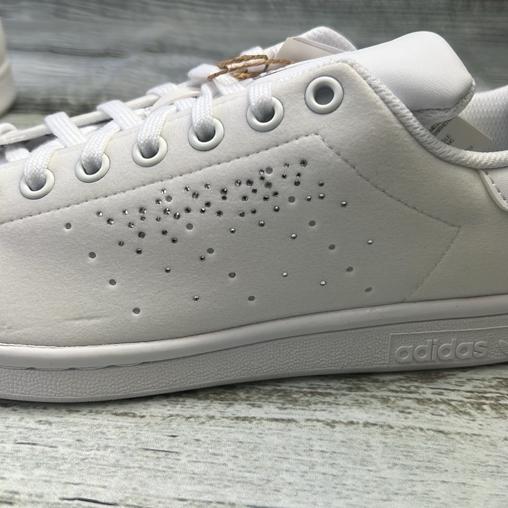 Adidas Original Stan Smith J White/White/Silver Size 7 Big Kids - Picture 10 of 14